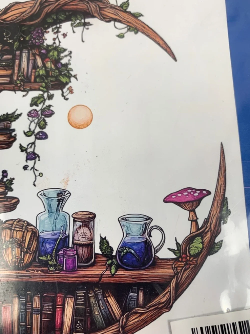 Cross Stitch Kit Crescent Moon Bookcase Stamped 14 Count NEW Whimsy Witchy